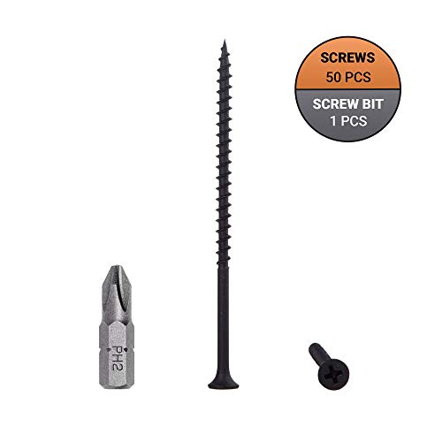 (50 Stück) Schwarz Phosphate Kohlenstoffstahl 4,2 x 90 mm Holzschrauben Trockenbauschrauben Spanplattenverschlüsse Kreuzschlitz Stiftkopf (50, 4,2 x 90 mm)