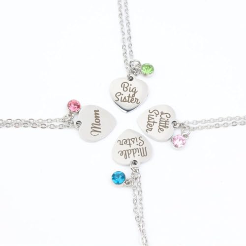 Mother Daughter Necklace Gift Set,Big Sis Middle Sis Lil Sis Mom Jewelry Necklace,Best Friends Necklaces3