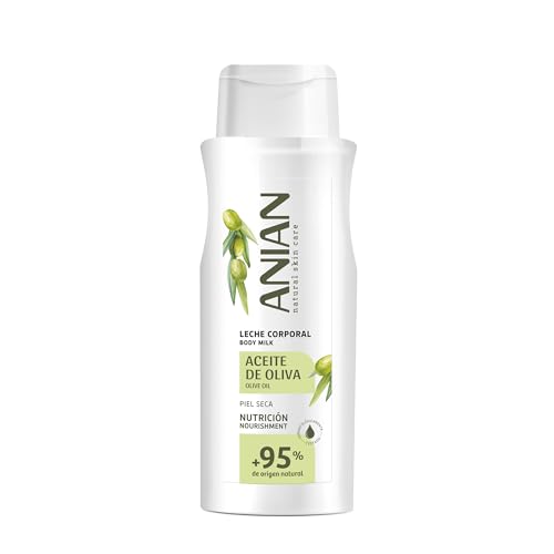 ANIAN - Leche Corporal Aceite de Oliva, 500 ml, con Manteca de Karité y Alantoína, Nutre e Hidrata sin Sensación Grasa, Crema Hidratante, Piel Suave y Tersa, +95% Ingredientes de Origen Natural