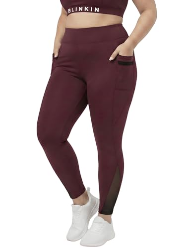 Image of BLINKIN Plus Size Gym Pants for Women's Workout - The Ultimate Yoga Pants | Workout Lowers | Mesh Leggings |Gym Track Pants for Women (PLUSS-2012)