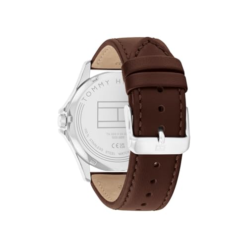 Image of Tommy Hilfiger Quartz Analog with Blue Dial Brown Leather Strap Watch for Men - TH1710669