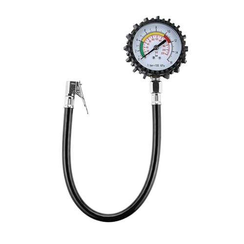 Lawazim Pro7 Tire Pressure Gauge-High-Accuracy Dual-Scale Tire Pressure Reader with Rubber Hose for Accurate Tire Inflation and Vehicle Maintenance-Pressure Testing Tool for Cars Trucks & Motorcycles