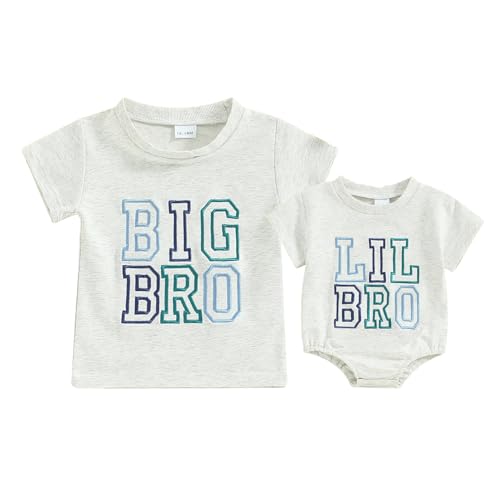 Image of Toddler Baby Girl Boy Clothes Embroidery Bro/Sis Siblings Matching Outfits Toddler Big Brother/Sister Shirt
