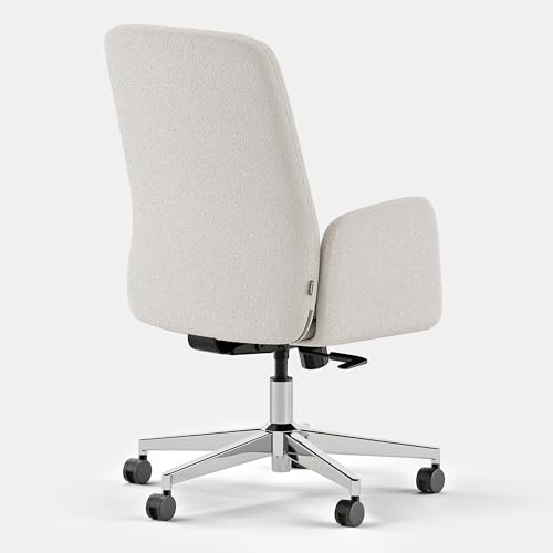 Image of Branch Softside Mid Century Modern Office Chair | Removable Arms with Luxury Cloud-Like Comfort, Adjustable Height, Integrated Lumbar Support, Boucle Fabric, Ivory