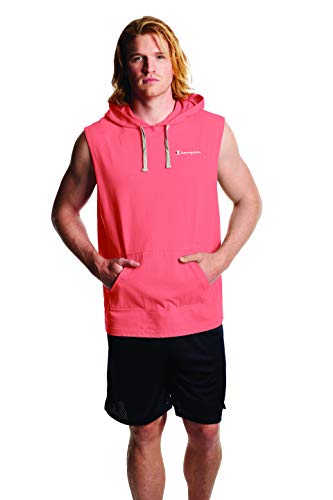 Champion Men's MIDDLEWEIGHT Sleeveless Hoodie, Citrus Pink, Small