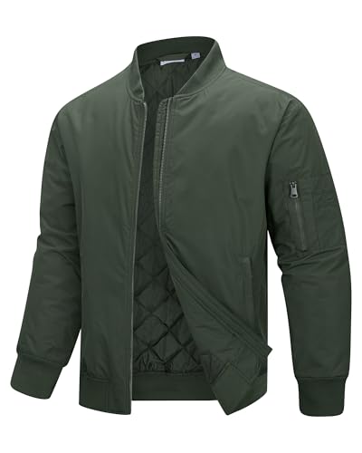 Image of 33,000ft Men's Bomber Jacket Waterproof Zip Up Windbreaker Quilted Padded Lightweight Warm Casual Spring Fall Winter Coat
