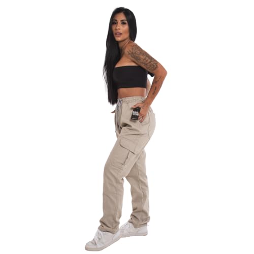 Calças Larga Cargo Bolso Lateral Moda Feminina Street Sk8