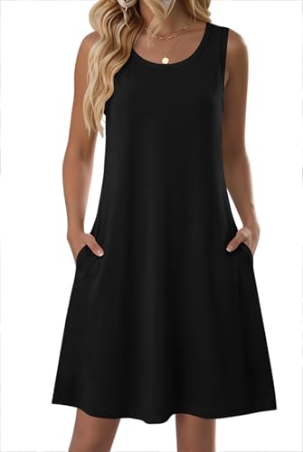 Image of Zeagoo Womens Summer Dress 2026 Sleeveless Casual A-Line Tshirt Sundresses