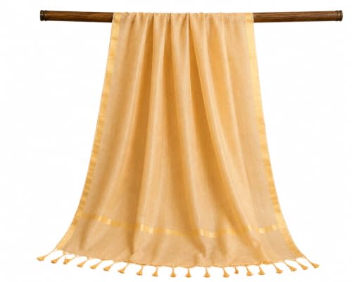 Arts Of India Womens Plain Gold Blended Silk Dupatta