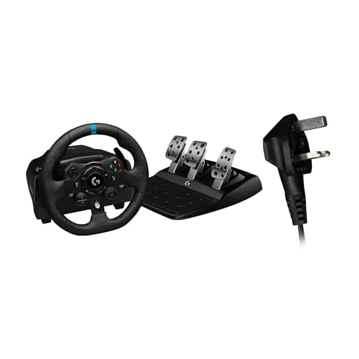Logitech G923 TRUEFORCE Gaming Rennlenkrad mit Pedalen, Kraftrückkopplung bis 1000 Hz, Reaktionsschnellem Pedal, Doppelkupplungssystem, für Xbox Series X|S, Xbox One/PC, UK-Stecker - Schwarz