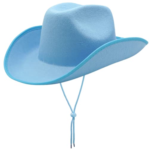 4E's Novelty Light Blue Cowboy Hat for Adults - Felt Cowgirl Hat for Women & Men, Cowboy Costume Accessories, Unique Western Cowgirl Party Hat