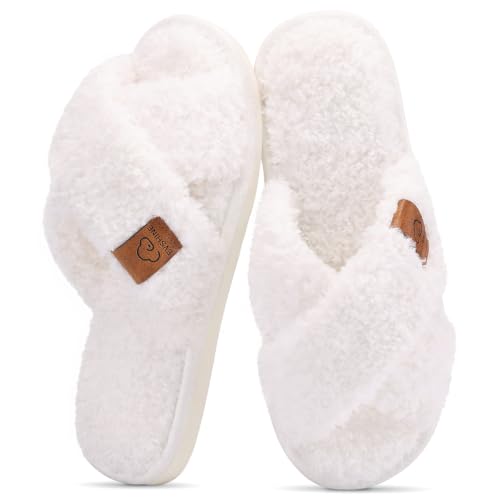 Evshine Memory Foam Fuzzy House Slippers for Women
