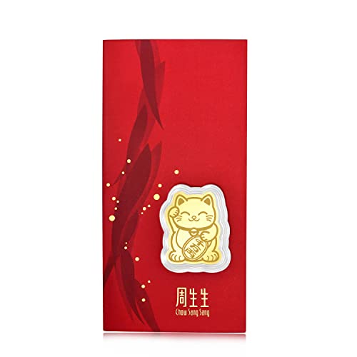 Chow Sang Sang 999.9 24K Solid Gold Chinese Gifting Collection Gold Maneki Neko Lucky Cat Ingot for Women and Men 90877D4