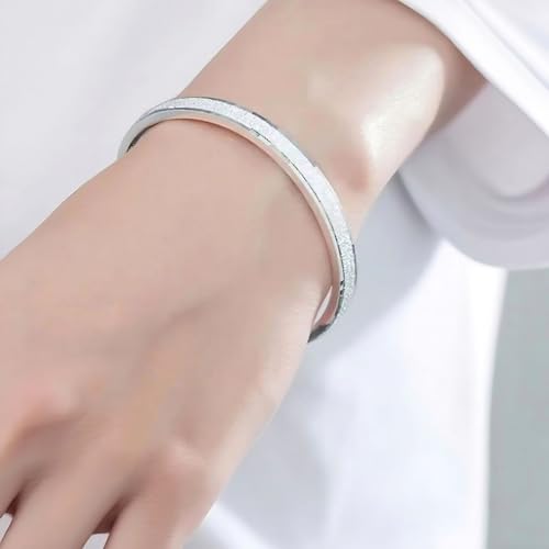 999.9 Sterling Silver Cuff Bracelet, Frosted Texture3