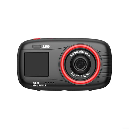 Cámara digital 2.5K negra con doble pantalla y zoom óptico ideal para vlogs