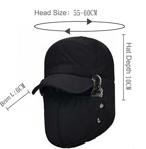 Unisex Faux Fur Warm Trapper Hunting Hat Windproof Winter Thick Thermal Bomber Hat With Earflap Mask Russian Hat Ski Cap Gray #TOP4