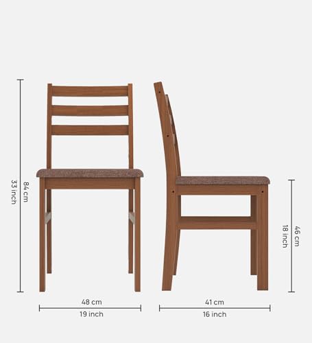 Image of Mintwud Pepperfry Solid Wood 6 Seater Dining Table with Cushion Chairs | Wooden Dining Table Six Seater Set for Living Room Home Dining Room Furniture Dinner Table Set (Antique Oak Finish)