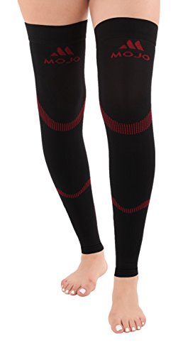 Mojo Compression Stockings Medical Thigh Leg Sleeve 20-30mmhg Black/Red Medium