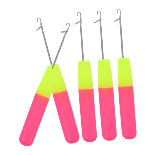 HAPINARY Modern Blend Crochet Hooks Needle for Hair Extensions 5pcs Set Pink Braids for Girls Braiding Hair Bubble Braids