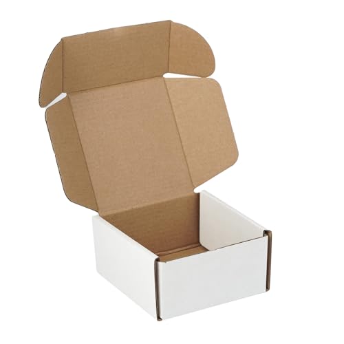 4x4x2 Shipping Boxes Set of 3 White Corrugated Cardboard Box Literature Mailer