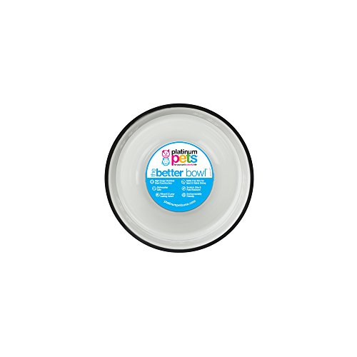 Platinum Pets Non-Tip Stainless Steel Dog Bowl, 10 Oz,Pearl White