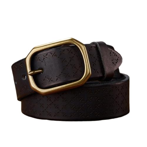 Western Belt for Men Cowgirl Belts Genuine Leather Belt with Copper Buckle Vintage Embossing Belt Suitable for Jeans