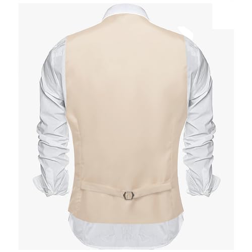 Image of Barry.Wang Vest for Men Business /Leisure Dress Suit Vests V-neck 2 Pockets Wedding Party Tuxedo Satin Waistcoat