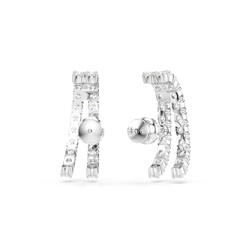 Swarovski Matrix ear cuffs, Round cut, clear, Rhodium finish4