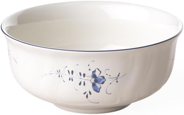 Old Luxembourg Collection Dessert Bowl, Premium Porcelain, Made in Germany, 5 x 2.25 in, 13 oz Capacity, White/Blue
