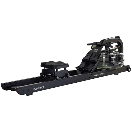 Fluid Rower Apollo Plus Black Roeimachine met 4 weerstanden - Roeiapparaat voor thuis - Verstelbaar - Water weerstand - Inclusief hartslagfunctie
