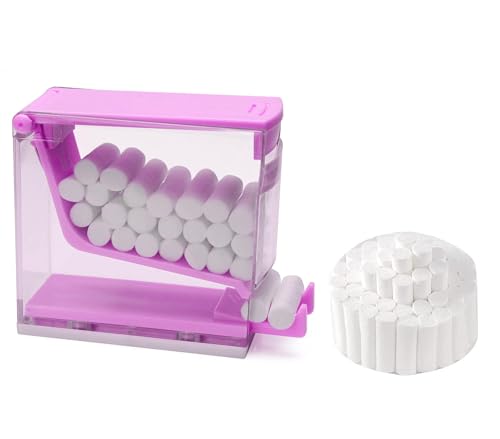 AmeriCan Goods Dental Push Style Cotton Roll Dispenser with 50/Pcs Cotton Rolls Heavy Non-Slip Dental Cotton Rolls Holder (Purple)
