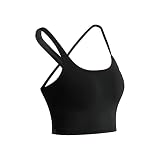 Sports Bra for Women, Criss-Cross Back Padded Strappy Sports Bras Medium Support Yoga Bra with Remov