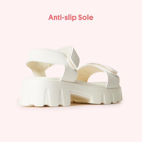 Image of FabKids Girl's Flat Sandals Comfort Adjustable Double Strap Slip on Leather Footbed Sandals for Toddler Little Kid Big Kid
