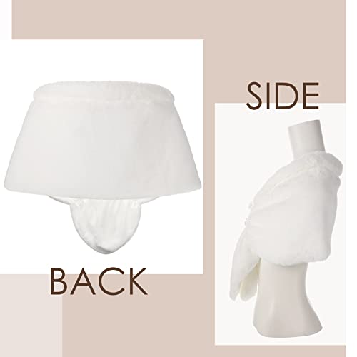 Geyoga Faux Fur Shawl Wrap Stole Shrug Winter Bridal Wedding Scarf Wrap with Faux Pearl Rhinestone Brooches for Women 1920s2