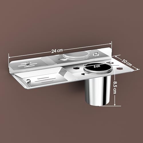 Image of Plantex (Primax) Platinum Stainless Steel Soap Dish with Tumbler Holder /Soap Holder /Bathroom Accessories - (Chrome)