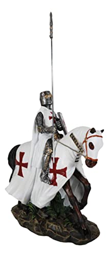 Estatua de Caballero Cruzado Inglés con Lanza y Caballo 8" miniatura 5