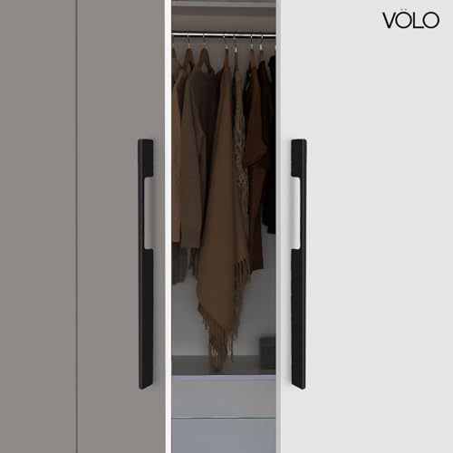 Image of VOLO Wardrobe Cabinet Handle - Multi-Use Pull Handle for Wardrobe, Drawer, Sliding Closet, and Door in Kitchen, Office, and Bedroom Pack of 1 (Black, 450MM (18 Inch))