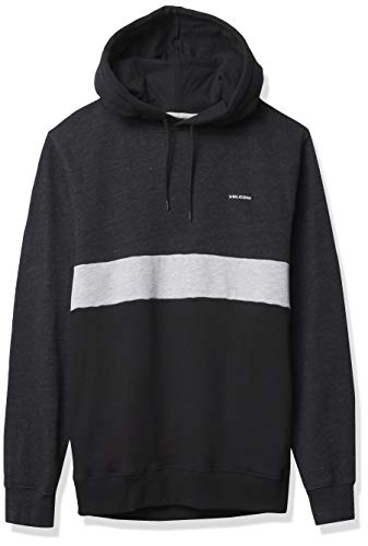 Volcom Men's Single Stone Division Pullover Hooded Fleece Sweatshirt, New Black, Large