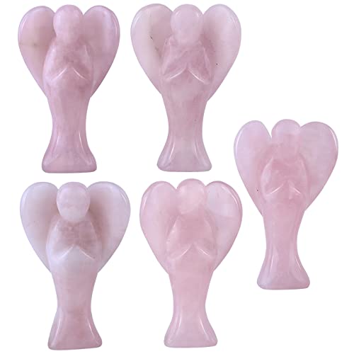 KYEYGWO 7.5 cm Rose Quartz Gemstone Angel Figurine - Image 3