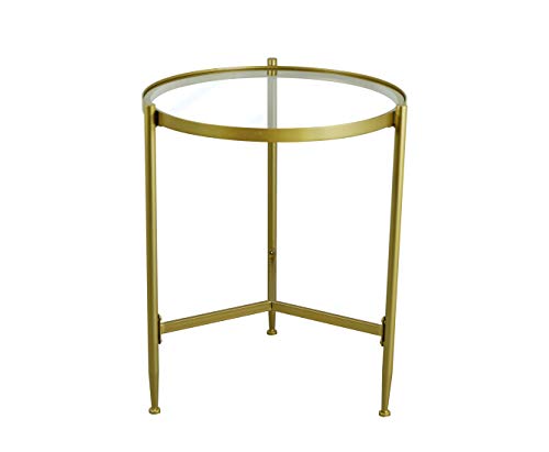 FINECASA Metal Glass Coffee Table, Nightstand/Small Tables for Small S