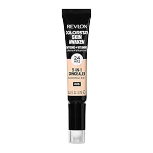 Revlon ColorStay Skin Awaken 5-in-1 Concealer, Lightweight, Creamy Longlasting Face Makeup with Caffeine & Vitamin C, For Imperfections, Dark Circles & Redness, 005 Fair, 0.27 Fl Oz