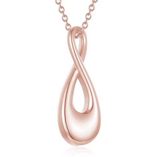 Infinity Memorial Urn Necklace for ashes Stainless Steel Infinite Love Cremation Jewelry Keepsake Urn Pendant Necklace for Loved One Ashes for Women Men (Rose Gold)