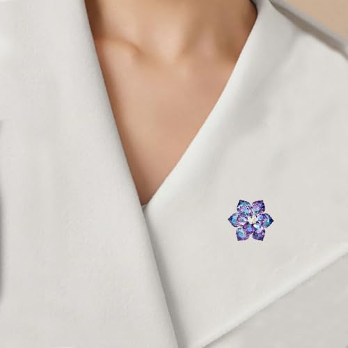 Image of Large Crystal Flower Brooch Pin for Women Red purple pink green Rhinestone Flower Lapel Pin Wedding Party Birthday Dance Banquet Dress Suit Ceremony Clothes Hat Bag Accessories Jewelry