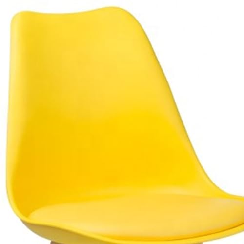 Image of Creative Modern Stylish Bright Yellow Upholstered Accent Chair with Sleek Wooden Legs, Perfect for Contemporary Living Rooms, Home Offices Workspaces | (Yellow) (Pack of 1)