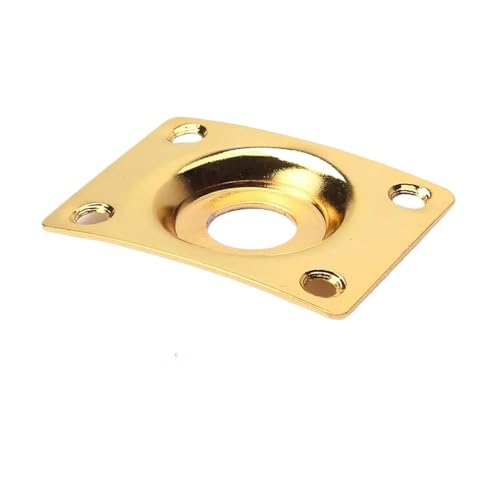 正方形湾曲したギタージャックプレート凹んだ 1/4 インチギターピックアップ出力入力ジャックソケットプレート金属ネジ付き ギター アクセサリーセット(Gold)