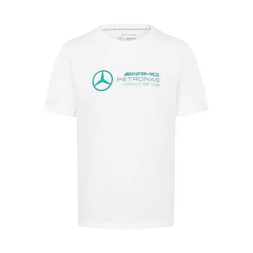 Mercedes AMG Petronas F1 Men's Tshirt with Large 3D Team Logo Execution - White - Size: L