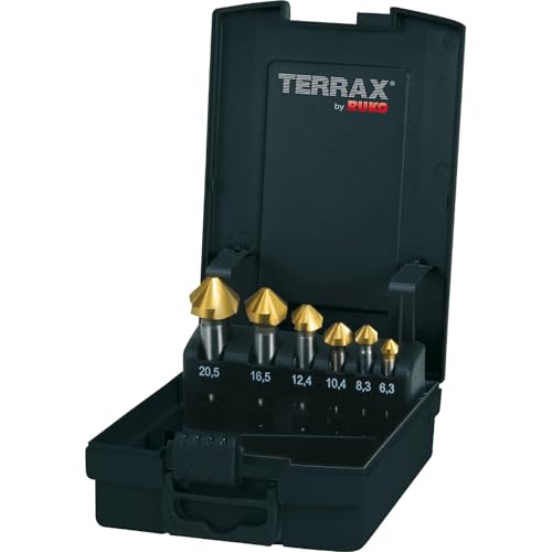 Ruko Terrax by 4317784907071 Jeu de à fraiser/ébavurer DIN 335 forme C Lot de 90 ° HSS TiN dans coffret en plastique 1, A102 152tro