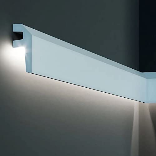 PROVISTON | Lichtleiste | Indirekte Beleuchtung | Deckenleiste | 34 x 79 x 2000 mm | Polyurethan | Weiß | Hochwertig | Stuckleiste | Modern | Robust | Langlebig | Stoßfest | 10 Meter