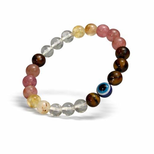 Image of Leo (Simha) Crystal Bracelet for Men & Women | Sunstone Tiger Eye Citrine Quartz Evil Eye | Zodiac Healing Bracelet for Confidence Success Protection Wealth Energy