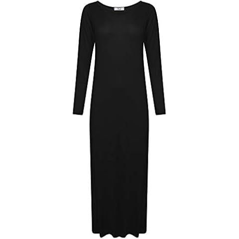 IDEAL ONLINE New Womens Plus Size Jersey Long Sleeve Maxi Dress Scoop Neck Stretch Maxi 8-26 (XXXL 24-26, Black) Cover